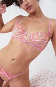 💕FOR LOVE AND LEMONS💕 Love Bouquet Embroidery Bra ~ Pink SDD NWT