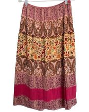 PAPILLON Skirt 26" Waist Size F Bohemian Floral Pink Romantic Paisley Pull On