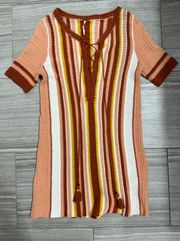 NWT  Lollipop Sunset Orange Combo Crochet Beach Coverup Mini Dress- Size Small