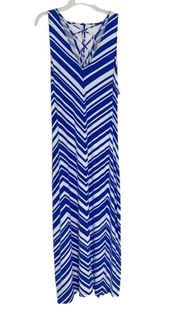 La Blanca Archistripe Swim Cover Up Maxi Dress Blue MISSING BELT Size M NWT