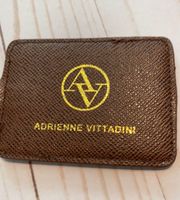 Vitadini Brown luggage tag ID holder brown leather strap gold clasp