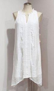 Indigo Rose Women's White Crochet Accent Sleeveless Gauzy Summer Dress Size L