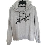 Karl Lagerfeld Layer Logo Grey Heathered Hoodie NWOT Small