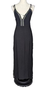 Ava V Neck Spaghetti Strap Maxi Dress Black Size 8