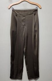 Rachel Zoe Ash Pleated Pull On Tapered Leg Satin Pants Size 8