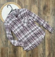 Kuhl Purple Plaid Shirt Womens Small Long Sleeve Pullover Button Placket