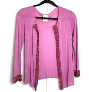 Vintage Versus Versace Pink Open Front Cardigan Silk Crochet Detail