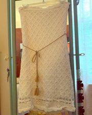 Boho knit strapless dress w/ string waist tie 💓