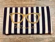 Piranha Dark Blue & White Striped Soft Glasses Case Gold Glitter Design