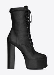 Saint Laurent Cherry Lace-up Platform Bootie in Smooth Leather