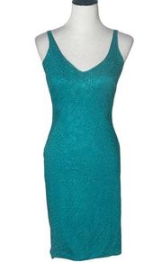 Zac Posen Green Animal Printed Sheath Dress V Neck Sleeveless Women's Size 4