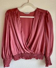 Amanda Uprichard Silk Cropped V-Neck Blouse