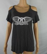 Chaser Aerosmith Band Wings Graphic T Shirt Tee Cold Shoulder Music Rock Small