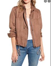 Rails Tennessee Jacket in Tawny Spots Brown Women's XS Zip Up Tencel Linen Moto