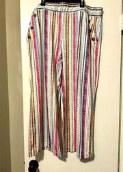 Robert Louis wide leg cropped pants striped size XL