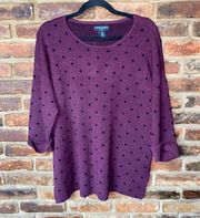 Cynthia Rowley Purple Black Polka Dot Pullover Sweater Women's Size 1X