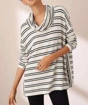 Lou and Grey Black and White Stripe Cowl Neck Sweater