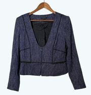 Ann Taylor Designer Blue Linen & Cotton Cropped Denim Look Jean Jacket 12