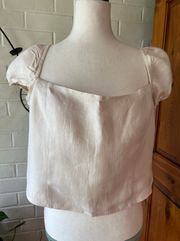 J. Crew Square Neck Linen/cupro Cropped Top Size XL