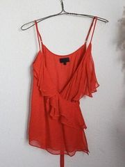 INTERMIX Silk Wrap Ruffle Front Tank