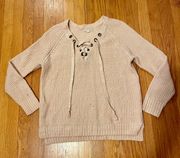 Knitted Long Sleeve Sweater Light pink Medium