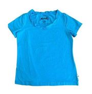 Blue Short Sleeve Pajama Top Size Large Solid Women's Twist Neck