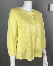 NWT Ming Wang yellow knit jacket cardigan textured Size Medium