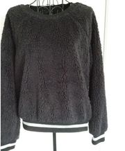 1.State Rich Black Teddy Bear Soft Long Sleeve Sparkly Trim Sweatshirt Womens M