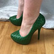 Styluxe Green Weave Pattern Stilettos 7