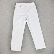 Liz Claiborne Straight Leg Jeans Mid Rise White 14 Comfort Stretch Denim