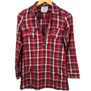 Cache Cache Plaid Quarter Button Down Top SM