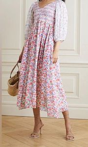 LoveShackFancy Floral Cotton Analia Cottagecore Flowy Midi Dress Size P