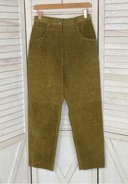 Ba’gatelle Vintage Suede Leather Pants Khaki Brown 10