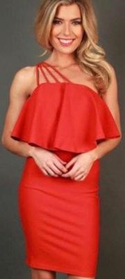 Red One Shoulder Cocktail Dress