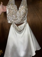 Beaded White Two-piece Homecoming/Prom Dress!