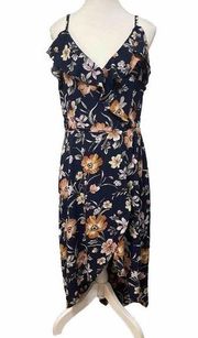 A Byer Blue Floral  Hi Low Maxi Dress Size extra large