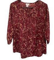 Motherhood Maternity Red Floral Long Sleeve Blouse Size Medium