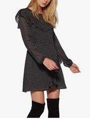 Avec Les Filles | NWT Clip Dot Fit and Flare Long Sleeve Mini Dress | Sz 4