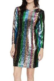 Sanctuary Over The Rainbow Sequin Stripe Long Sleeve Minidress Size Medium