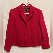 Lafayette 148 Raspberry Wool Woven 3 Button‎ Blazer Size 10P