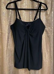 Miraclesuit Black So Riche Marina Tankini Top, Size 16