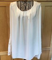 Cato semi sheer cream white lace long sleeve Top S