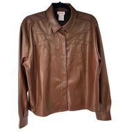 Ariat Talk of the Town Western Faux Leather Snap Closure Long Sleeve Top