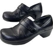 Dankso Solstice Clogs Black Size 6 EU36 Slip On Leather Round Toe Comfort Shoe