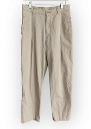 Vintage Riveted Lee Khaki Pleated High Waisted  Capri Trousers Pants 28