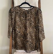 NWOT  cheetah print 3/4 sleeve chiffon blouse