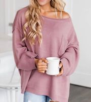 Mauve Slouchy Pocket Sweater XS