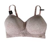 Tahari Full Figure 36DD Flawless Coverage Support Bra Pink NWT Wirefree Stretch