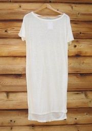 NWT Cream Silk Blend  Slub Knit T Shirt Dress