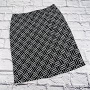 Ann Taylor Petite Black White Geometric Print Lined Pencil Skirt Size 2P Lined‎